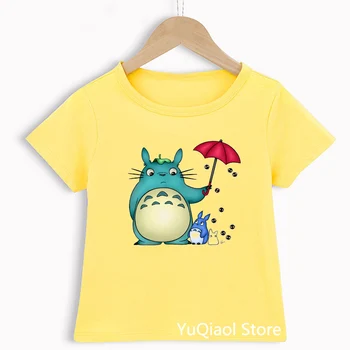 Детская Милая футболка с Тоторо, Детские футболки Studio Ghibli Harajuku Kawaii, Забавная футболка Хаяо Миядзаки, Одежда для мальчиков, Футболка для девочек