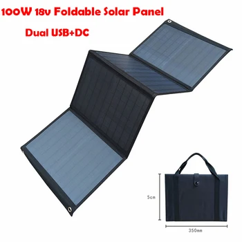 18 В 100 Вт, Складная солнечная панель, Зарядка аккумулятора для мобильного ноутбука 5 В/12 В, Наружный банк питания, Перезаряжаемая солнечная батарея, складная сумка