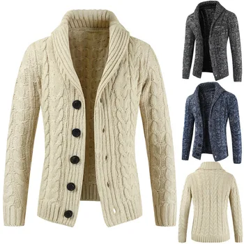 Модный свитер, пальто, мужской зимний теплый вязаный свитер, кардиган, мужской Harajuku 2021, новое поступление