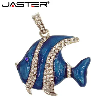 JASTER Fashion creative crystal fish USBфлэш-накопитель jewel Pen drive memory stick флешка 4 ГБ 8 ГБ 16 ГБ 32 ГБ модный U-диск
