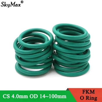 10шт CS 4.0 мм OD 14 ~ 100 мм Зеленый FKM Уплотнительное кольцо из фторкаучука Уплотнительная прокладка Изоляционное Масло Высокая Термостойкость Зеленый