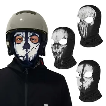 Призрачная балаклава, маска с черепом, мужская, женская, велосипедная, полное покрытие для лица, страйкбольная игра, косплей, капюшон, мотоциклетный головной убор, головной убор на Хэллоуин