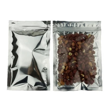 100шт Односторонние Пластиковые Пакеты Ziplock Из Прозрачной алюминиевой Фольги, Закрывающийся на Молнию Пакет Для Упаковки продуктов Питания, Подарочная упаковка, Пакет для закусок