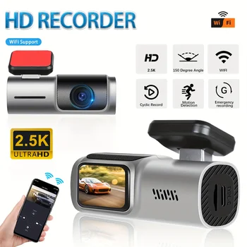 Автомобильный Видеорегистратор 2K WiFi Dash Cam с 1,5-дюймовым HD IPS Экраном, Фронтальная Автомобильная камера с Широким углом Обзора 150 °, Циклическая Запись G-Сенсором, Автомобильный Регистратор для вождения