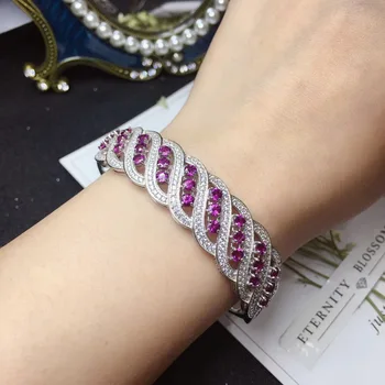 классический спиральный стиль натуральный гранатовый браслет для женщин ювелирные изделия из стерлингового серебра 925 пробы серебряный браслет подарок девушке на день рождения открытый размер