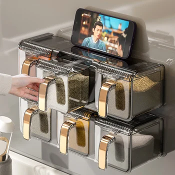 Кухонная коробка для приправ Организация хранения Специй Комбинированный набор бытовых Банок Настенный контейнер для соли MSG и приправ