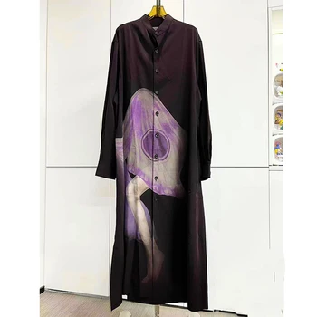 Yohji Одежда в японском корейском стиле, мужская длинная рубашка для мужчин, мужская одежда оверсайз