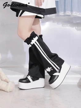 Новая грелка для ног в японском стиле для девочек, вышитые персонализированные Штанины, Весенне-летние Гетры, Модные Гетры