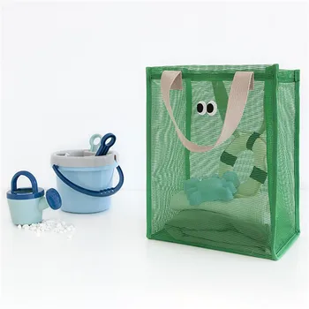 Пляжная сумка с милыми глазками, Летние дышащие сетчатые сумки для хранения туалетных принадлежностей, Полотенце, Тапочки, сумка для плавания, косметичка