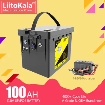 LiitoKala 12V 100Ah 120Ah LiFePO4 Аккумулятор 12,8 V для питания кемперов на колесах, гольф-кара, внедорожника, автономного солнечного ветра, выход QC3.0 Type-C