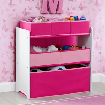Дизайн 6 ящиков и органайзер для хранения игрушек, белые / розовые гаражные шкафы