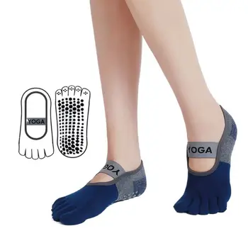 Хлопчатобумажные носки в силиконовый горошек контрастного цвета, женские носки с пятью пальцами, Женские Чулочно-носочные изделия, Носки для йоги, Балетные носки