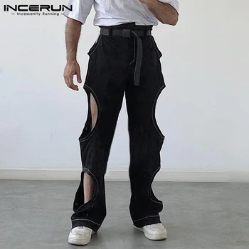 INCERUN Мужские Сексуальные повседневные панталоны в американском стиле, модные мужские универсальные Длинные брюки, повседневные уличные брюки S-5XL