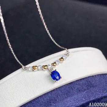 KJJEAXCMY изысканные ювелирные изделия из стерлингового серебра 925 пробы, инкрустированные натуральным сапфиром, модное новое ожерелье с подвеской для девочек, тест на поддержку