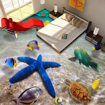 Фотообои на заказ, обои для пола, 3D Подводный мир, Морская звезда, Спальня, Ванная комната, ПВХ, самоклеящиеся водонепроницаемые 3D обои