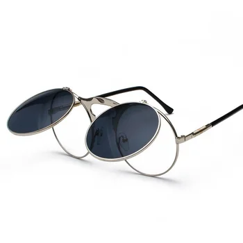 Круглые солнцезащитные очки в стиле Стимпанк Женские Мужские Металлические Винтажные Солнцезащитные Очки с круглыми Двойными линзами В стиле CIRCLE Shades Gafas Oculos De S