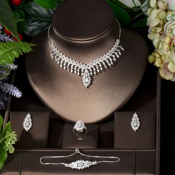 Модные Регулируемые Комплекты Свадебных ожерелий и сережек в Дубае для женщин, Свадебное платье с кристаллами Циркона, Комплект ювелирных изделий для вечеринки N-1066