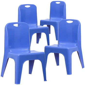 Школьный стул Whitney 4 в упаковке из синего пластика с ручкой для переноски и высотой сиденья 11 дюймов