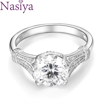 Обручальное кольцо из стерлингового серебра S925 пробы, 6,5 мм, муассанит, Бриллиантовое Обручальное кольцо, Круглый Пасьянс, Кольцо для женщин