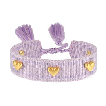 Новый Фиолетовый Регулируемый Тканый Браслет Для женщин, Браслеты Дружбы для девочек, Винтажные Плетеные браслеты, Наращиваемые ювелирные изделия