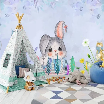 Пользовательские 3D настенные обои Simple Bunny для детской комнаты, фоновые обои для стен спальни, домашний декор Papel De Pared