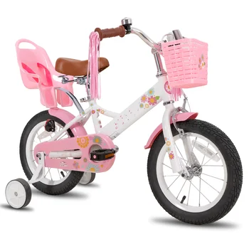 14-дюймовый Детский велосипед для девочек 3, 4, 5 лет с Ручным тормозом, Детский Велосипед Принцессы с Тренировочными Колесами, Корзина, Серпантин для Малышей, Cy