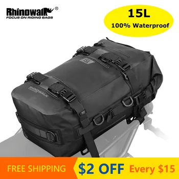 Мотоциклетная сумка Rhinowalk 100% Водонепроницаемая 15л Черная мотоциклетная сумка для мужчин, рюкзак, задняя багажная сумка для мотоцикла, дорожная сумка