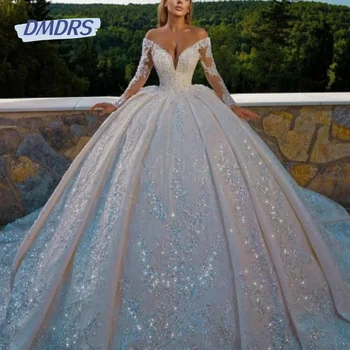 Роскошные Свадебные платья С открытыми плечами, Изящное Платье Невесты длиной до пола, Сексуальное Платье С Глубоким V-образным вырезом Для Невесты Robe De Mariée