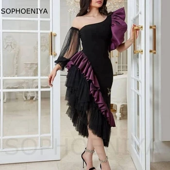Новое Поступление Фиолетово-черное Вечернее платье с длинным рукавом Abendkleider 2023 Дубай вечерние платья vestido longo Вечерние платья