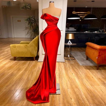 Красное Сексуальное Вечернее платье с Трубой и милым шлейфом, вечернее платье для свадьбы, платья без рукавов для особых случаев, вечерние платья на заказ