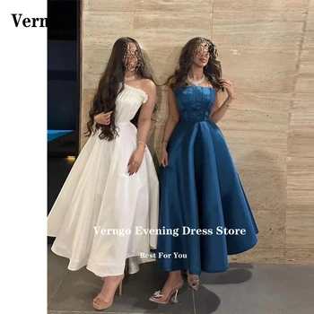 Verngo A Line, Винтажные темно-синие вечерние платья для вечеринок, Атласные Саудовские Арабские Женские Вечерние платья для выпускного Вечера, Вечернее платье для мероприятия