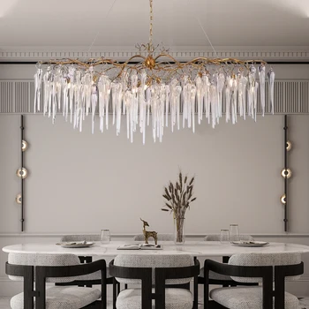 Хрустальная люстра для столовой современный роскошный блеск villa branch art island французское декоративное освещение