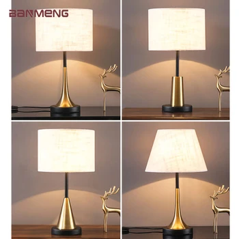 Современная скандинавская светодиодная настольная лампа E27, креативная простота, тканевый настольный светильник, прикроватная тумбочка для дома, спальня, гостиная, романтическое украшение