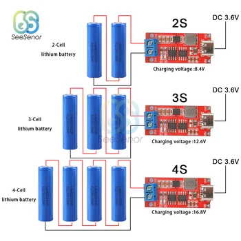 DIY 18650 3,7 В 5 В Литиевая батарея Повышающего действия LiPo Полимерное литий-ионное Зарядное устройство Multi-Cell 2S 3S 4S 5 В Type-C До 8,4 В 12,6 В 16,8 В