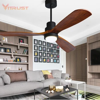 Потолочный вентилятор в стиле ретро, светодиодная люстра, Деревянные потолочные светильники со светодиодной подсветкой, Простой потолочный вентилятор 42/52 дюйма
