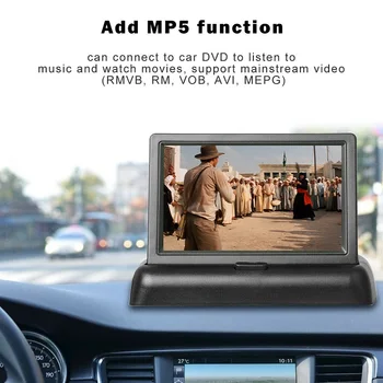 HD 4,3-Дюймовый TFT-ЖК-дисплей, Складной Экран для Заднего Вида Автомобиля, ЖК-монитор Заднего Вида, Резервная камера с Кабелем питания