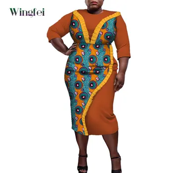 Модные африканские платья для женщин, асимметричные платья в стиле пэчворк, Анкара, цветочный принт, Дашики, Женская одежда в африканском стиле, WY9449