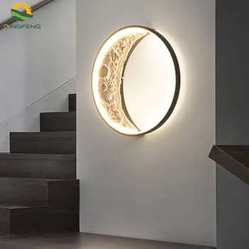 Настенная лампа QINGFENG Moon с изображением полумесяца, Крыльцо, коридор, Настенный светильник, Прикроватный полумесяц, Настенный светильник, спальня, Луна, Декоративная лампа