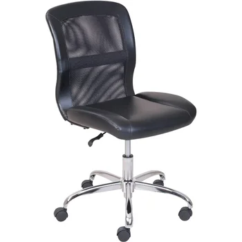 Опоры со средней спинкой, Офисный стул с виниловой сеткой, черный компьютерный стул