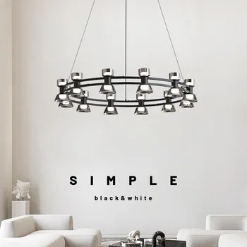 Современная Роскошная Креативная подвесная лампа для гостиной, полностью медная лампа для спальни, Ресторан, Бар, Украшение дома, Дизайнерская кольцевая лампа