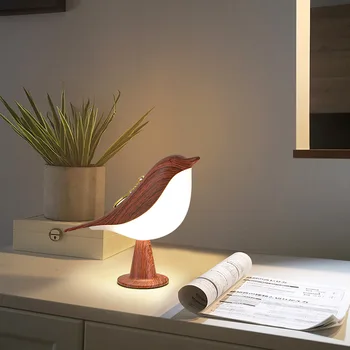 Креативная Прикроватная лампа 3 цветов, Сенсорный выключатель, Ночники с деревянной птицей, Затемняющая яркость, Настольная лампа для чтения в спальне, Декор Дома