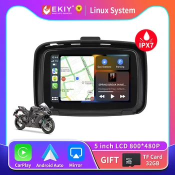 EKIY 5-дюймовый мотоциклетный беспроводной Apple Carplay Android Auto Портативная навигация GPS экран IPX7 Водонепроницаемый дисплей мотоцикла