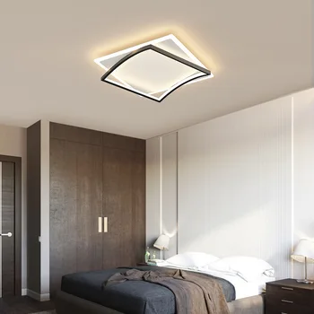 Современный светодиодный потолочный светильник для гостиной, Квадратная потолочная люстра с дистанционным управлением, лампа для спальни, Домашний декор, светодиодный светильник