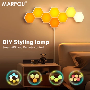 MARPOU DIY интерьерный настенный светильник Прикроватная лампа с приложением дистанционного управления RGB Умный дом настенные светильники для гостиной спальни ночник