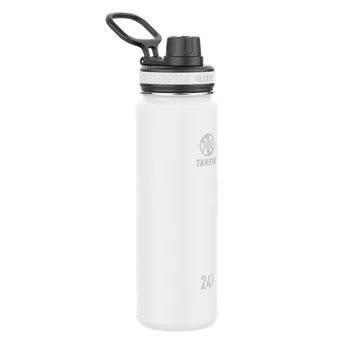 белая и черная бутылка для воды с двойными стенками и вакуумной изоляцией из нержавеющей Стали весом 24 унции с широким горлышком и откидной крышкой