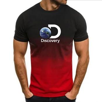 Летняя мужская футболка с 3D круглым вырезом в уличном стиле, модная футболка с принтом Discovery, короткий рукав, супер топ в полоску 