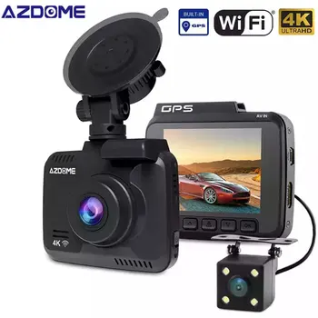 AZDOME GS63H Автомобильный Видеорегистратор 4K 2160P HD Dash Camera с двойным объективом, Встроенный GPS DVR Рекордер Dashcam С WiFi G-сенсорной петлевой записью