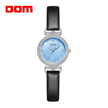 Женские часы DOM, модный кварцевый браслет с розовым циферблатом, простой ремень из розового золота, водонепроницаемые изысканные женские часы G-1357