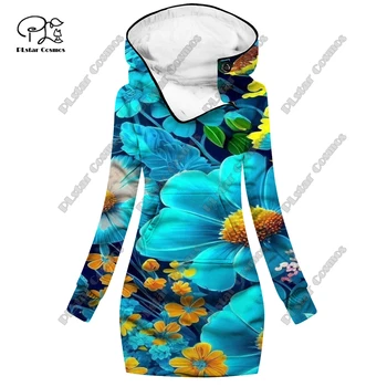 Женское платье-свитер PLstar Cosmos с 3D принтом и открытой трубкой, с яркими цветами и розами, для отдыха и похудения, серия H3