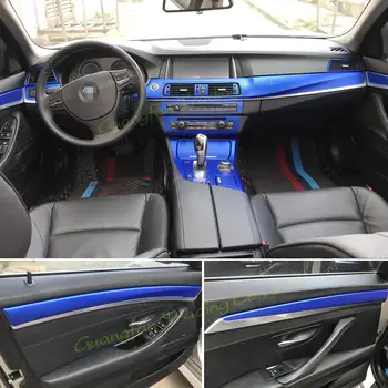 Для BMW 5 Серии F10 F11 Внутренняя Центральная панель управления Дверной ручкой 3D/5D Наклейки из углеродного волокна, Наклейки для стайлинга автомобилей, Аксессуары